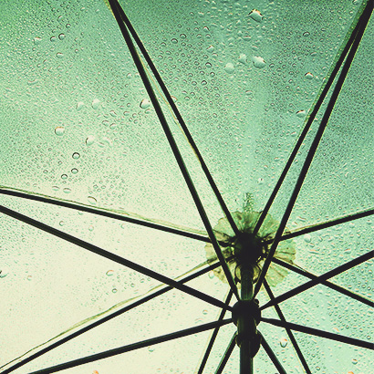 Umbrella with raindrops.