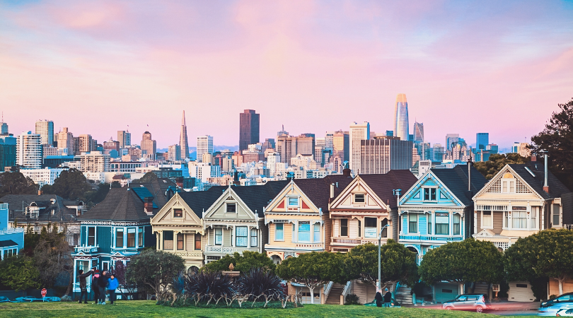 Color photo of row houses in San Francisco